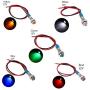 FICBOX 5Pcs LED Indicator Light 6MM 12V Metal Waterproof Signal Lamp with Wire for Car Truck Boat (White)