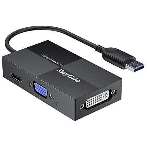 USB to HDMI VGA DVI, External Monitor Adapter, USB Multiple Monitor Adapter DisplayLink Video Converter 2K Full HD 2048x1152, Laptop Docking Stations Compatible for Windows, Mac OS X System [NO Linux]