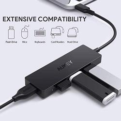 AUKEY USB C Hub Ultra Slim USB C Adapter with 4 USB 3.0 Ports USB Type C Hub for MacBook Pro, Google Chromebook Pixelbook, XPS, Samsung S9/S8 and More USB Type C Devices (Black)