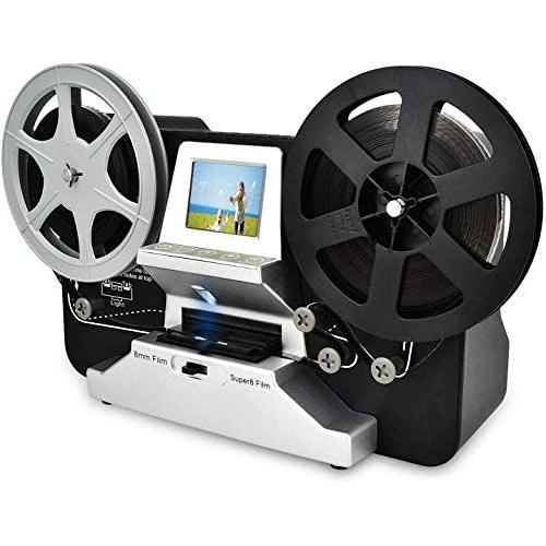 8mm & Super 8 Reels to Digital MovieMaker Film Sanner Converter, Pro Film Digitizer Machine with 2.4'' LCD, Black (Convert 3 inch and 5 inch 8mm Super 8 Film reels into Digital) with 32 GB SD Card