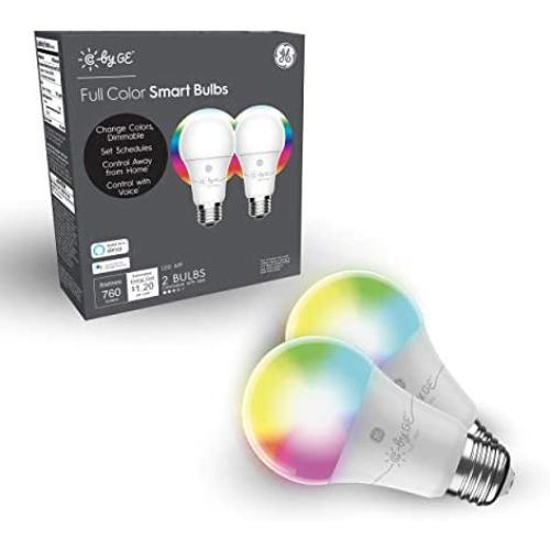 C by GE A19 Smart LED Bulbs - Full Color Changing Light Bulbs with App Control, 2-Pack, Smart Light Bulb Works with Alexa and Google Home, Color Light Bulbs for Bedroom, Bluetooth Light Bulbs