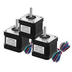 Twotrees Nema 17 Stepper Motor Bipolar 2A 59Ncm(84oz.in) 48mm Body 4-Lead W/ 1m Cable and Connector Compatible with 3D Printer/CNC (3 Pack)