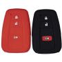 Lcyam Black Red Soft Material Silicone Key Fob Cover Case 3 Button Fits for Toyota Prius Avalon Corolla Camry RAV4 Smart Keyless Remote