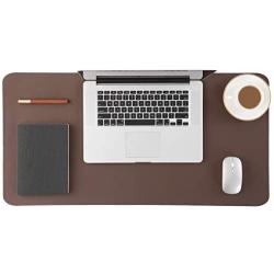 Bedsure Genuine Leather Desk Pad, Office Desk Mat Blotter on top of desks, Large Computer Desk Mat, Waterproof Non Slip Desk Pad Protector for Office and Home (Brown, 15.7x31.5 inches)
