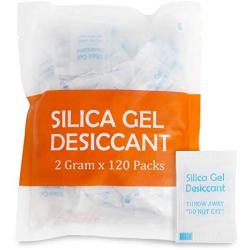 Orimit 120 Packets 2 Gram Silica Gel Packs for Moisture, Desiccant Bags for Spices Jewelry Shoes Boxes Electronics Storage, Food Safe