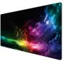 Benvo Extended Mouse Pad Large Gaming Mouse Pad- 35.4x15.7x0.12 inch Computer Keyboard Mouse Mat Non-Slip Mousepad Rubber Base and Stitched Edges for Game Players, Office, Study, Aurora Light Pattern