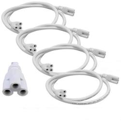 T5 T8 LED Double End 3Pin Lamp Connecting Wire Ceiling Lights Daylight LED Integrated Tube Cable Linkable Cords for LED Tube Lamp Holder Socket Fittings with Cables White Color,（ 4.9FT / 1.5M ）.4-PACK