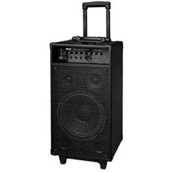 Pyle Wireless Portable PA Speaker System - 800W Bluetooth Compatible Rechargeable Battery Powered Outdoor Sound Speaker Microphone Set w/ 30-Pin iPod dock, Wheels - 1/4'' to AUX RCA Cable - PWMA1080IBT