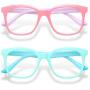 Gaoye 2-Pack Kids Blue Light Glasses Girls & Boys Age 3-15, Computer Gaming Fake Eyeglasses Anti Eyestrain