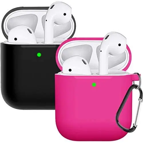 Compatible with AirPods Case Cover Silicone Protective Skin for Airpods Case 2&1 (2 Pack) Black/Rose Pink Compatible with AirPods Case Cover Silicone Protective Skin for Airpods Case 2&1 (2 Pack) Black/Rose Pink