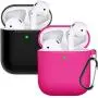 Compatible with AirPods Case Cover Silicone Protective Skin for Airpods Case 2&1 (2 Pack) Black/Rose Pink Compatible with AirPods Case Cover Silicone Protective Skin for Airpods Case 2&1 (2 Pack) Black/Rose Pink