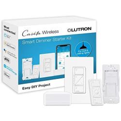 Lutron Caseta Smart Start Kit, Dimmer Switch with Smart Bridge and Wall Mount Pico Adapter, Works with Alexa, Apple HomeKit, and the Google Assistant | P-BDG-PKG1W-A | White