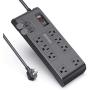 BESTEK 8-Outlet 6 Feet Extension Cord Power Strip with USB 15A 1875W Surge Protector with 5V 4.2A 4 USB Port Desktop Charging Station,600Joule,Grey