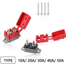 2 Pieces 20Amp 12V/24V Manual Reset Circuit Breaker with Cover Stud Bolt Type and Screw for battery chargers, trucks, buses, electric cars, car engines and automotive (2 pcs, 20 Amp -2 pcs)