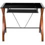 Flash Furniture Black Glass Computer Desk with Pull-Out Keyboard Tray and Crisscross Frame