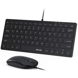 USB Keyboard and Mouse,Jelly Comb Ultra Thin Small Compact Wired Keyboard and Mouse High Definition Optical for Computers, Laptop, PC, Desktop, Laptop,Windows（Black）