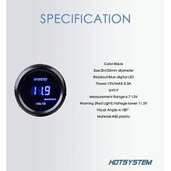 HOTSYSTEM Electronic Voltmeter Voltage Volt Gauge Meter Blue Digital LED 2inches 52mm for Car Vehicle Auto