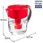 Brita Standard Grand Water Filter Pitcher, Large 10 Cup, Red