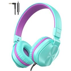 PeohZarr On-Ear Headphones with Microphone, Lightweight Folding Stereo Bass Headphones with 1.5M Tangle Free Cord, Portable Wired Headphones for Smartphone Tablet Laptop Computer MP3/4-Green