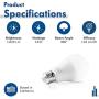 Hyperikon Dimmable A19 LED Light Bulb 14W=75W, E26 Base, CRI84+, UL, Daylight White, 18 Pack