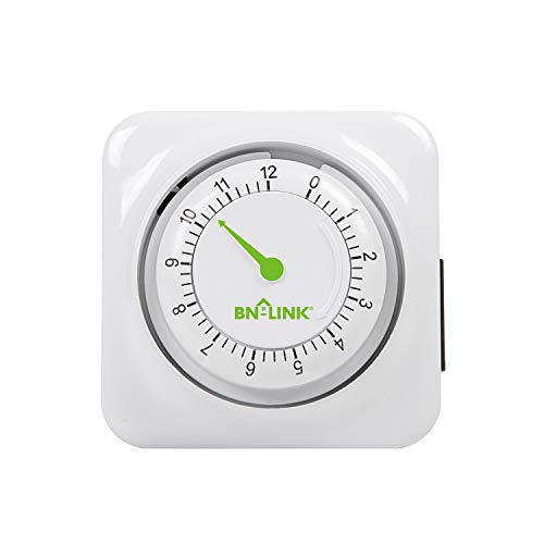 BN-LINK 12 Hour Mechanical Accurate Countdown Timer with Grounded Pin - Energy Saving for Kitchen, Phone Charger, Lamps, Security 1875W, 1/2 HP, ETL Listed