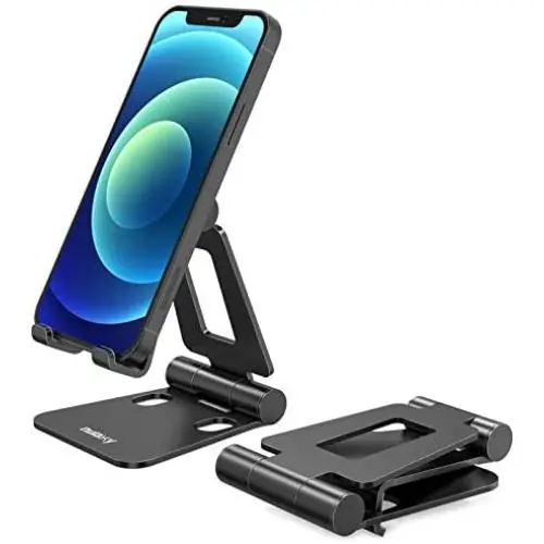 Nulaxy A4 Cell Phone Stand, Fully Foldable, Adjustable Desktop Phone Holder Cradle Dock Compatible with Phone 11 Pro Xs Xs Max Xr X 8, iPad Mini, Nintendo Switch, Tablets (7-10''), All Phones