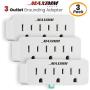 Maximm (3-Pack) 3 Outlet Grounding Adapter With Grounding Plug White, Turn 2-Prong Outlet To 3-Wire Grounding Outlets, ETL Listed