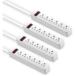 KF 6-Outlet Surge Protector Power Strip (4Pack), 2-Foot Long Cord, ETL Listed, Overload Protection, Ideal for Computers, Home Theatre, Appliances, Office Equipment and More, White