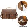 Polare 17'' Mens Full Grain Leather Laptop Briefcase Business Messenger Bag Satchel With YKK Metal Zippers