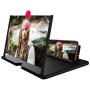 12'' Screen Magnifier –3D HD Mobile Phone Magnifier Projector Screen for Movies, Videos, and Gaming–Foldable Phone Stand with Screen Amplifier–Supports All Smartphones(Black)