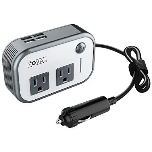 Foval 200W Car Power Inverter DC 12V to 110V AC Converter with 4 USB Ports Charger Foval 200W Car Power Inverter DC 12V to 110V AC Converter with 4 USB Ports Charger