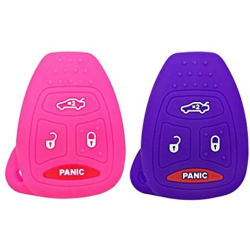 Coolbestda 2Pcs Key Fob Remote Case Keyless Entry Skin Protector Jacket for Chrysler 200 300 PT Cruiser Dodge Charger Magnum Durango Jeep Grand Cherokee Commander Liberty OHT692427AA OHT692427AA