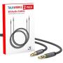 TalkWorks Aux Cable 3.5mm Audio Cord for Car (2 Pack) 6ft Long Heavy Duty Male to Male Jack Auxiliary Cord Extension Adapter for Apple iPhone, Android for Samsung Galaxy, Headphones, Stereo - Slate
