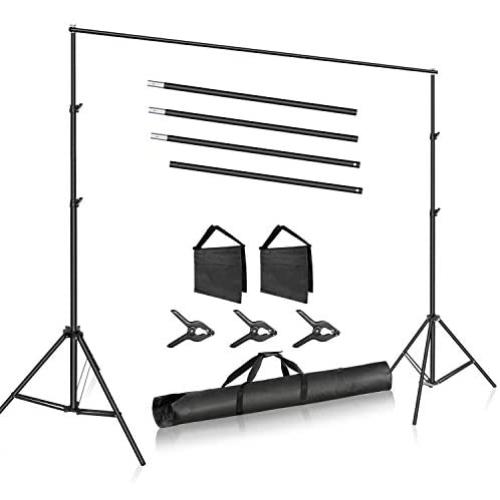 Neewer Photo Studio 10ft/3m Wide Cross Bar 6.6ft/2m Tall Adjustable Background Stand Backdrop Support System with 3 Backdrop Clamps, 2 Sandbags and Carry Bag for Portrait Product Video Photography