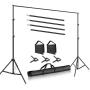 Neewer Photo Studio 10ft/3m Wide Cross Bar 6.6ft/2m Tall Adjustable Background Stand Backdrop Support System with 3 Backdrop Clamps, 2 Sandbags and Carry Bag for Portrait Product Video Photography