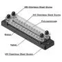 24 Terminal 150A Bus Bar Ground Distribution Terminal Block - 2 Row Terminal Grounding Bus Bar with 2 Studs 12 Groundings Per Row