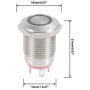 uxcell Momentary Metal Push Button Switch 12mm Mounting Dia 2A 1NO 3-6VAC/DC Red LED Light