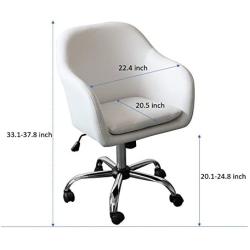Home Office Chair Executive Mid Back Computer Table Desk Chair Swivel Height Adjustable Ergonomic with Armrest White