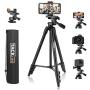 Lightweight Tripod 55-Inch, Aluminum Travel/Camera/Phone Tripod with Carry Bag, Maximum Load Capacity 6.6 LB, 1/4'' Mounting Screw for Phone, Camera, Traveling, Laser Measure, Laser Level