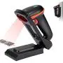 Tera 2D Barcode Scanner with Adjustable Folding Stand and Charging Cradle, Wall Mountable 2.4G Wireless & USB 2.0 Wired QR Bar Code Reader with Vibration Alert