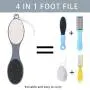 CLEEDY Foot File Callus Remover – Multifunction Pedicure Tools, Professional Foot Scrubber, 4-in-1 Foot Paddle with Pumice Stone, Foot Rasp, Brush & Emery File (Grey Foot Paddle)