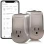 TOPGREENER Smart Wi-Fi Powerful Plug with Energy Monitoring, Smart Outlet, 15A, 1800W, No Hub Required, Compatible with Alexa and Google Assistant, Nickel, 2-Pack