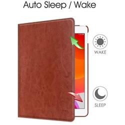 Fintie Rotating Case for New iPad 8th Gen (2020) / 7th Generation (2019) 10.2 Inch - [Built-in Pencil Holder] 360 Degree Rotating Smart Protective Stand Cover with Auto Sleep/Wake, Brown