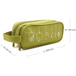HONSKY 2 Set Medium Water Repellent Travel Electronics Accessories Gadget Cable Cord Organizer, Hanging Cosmetic Makeup Toiletry Space Storage Bags Cases Pouch for Kids Women Men, Green