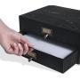 Wallniture Home Office Desk Organizer - Wooden 2 Drawer Under Monitor Stand - Printer Platform - Paper Holder Black