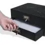Wallniture Home Office Desk Organizer - Wooden 2 Drawer Under Monitor Stand - Printer Platform - Paper Holder Black