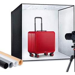 ESDDI Photo Studio Light Box 24''/60cm Adjustable Brightness Portable Folding Hook & Loop Professional Booth Table Top Photography Lighting Kit 156 led Lights 4 Colors Backdrops