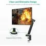 Single Gaming Monitor Mount Stand - Mechanical Spring Assisted Fully Adjustable Fit One Screen 17 to 32 inch, 17.6 lbs, RGB LED Backlit Base with USB, Mic, Audio Ports (GAMU001), Matte Black by WALI