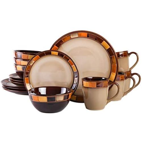 Gibson Casa Estebana 16-piece Dinnerware Set Service for 4, Beige and Brown - 70736.16RM
