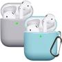 Compatible with AirPods Case Cover Silicone Protective Skin for Airpods Case 2&1 (2 Pack) Blue/Gray